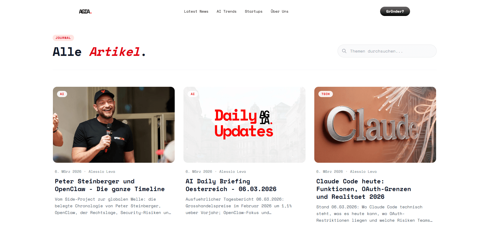AGIA Austria Artikeluebersicht