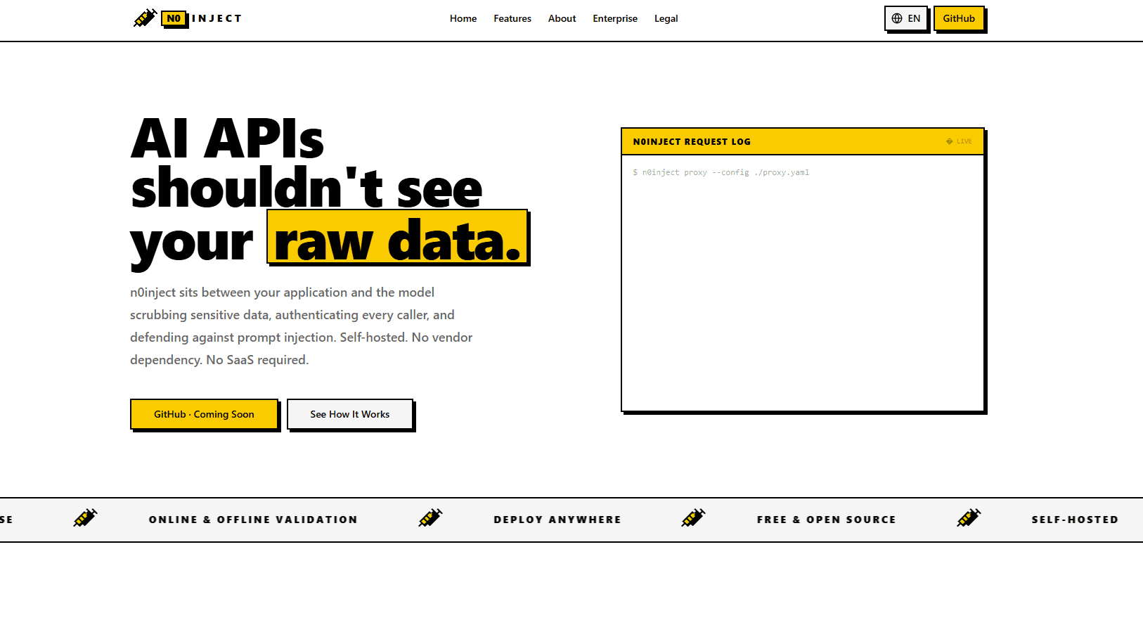 No Inject AI Hero Website